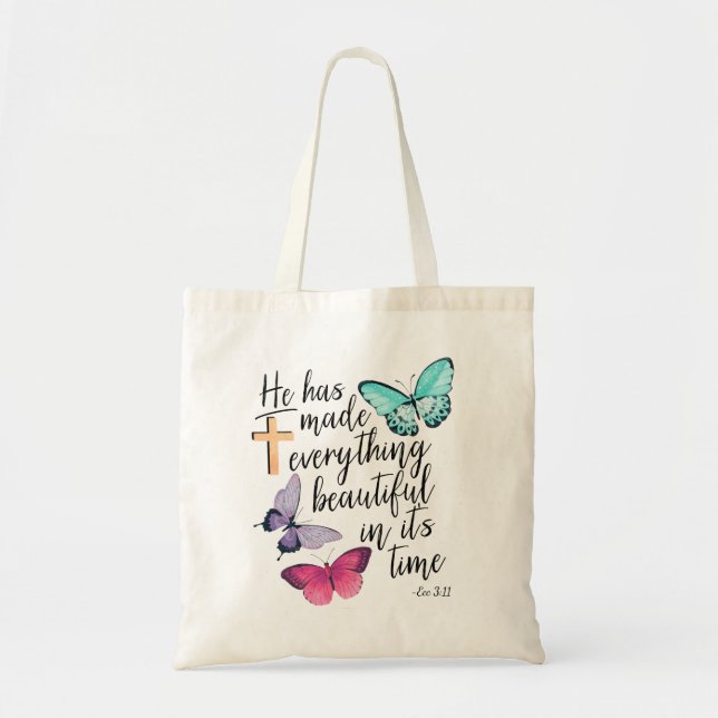 Bible Verse Cross Ecclesiastes Ecc Scripture Tote Bag (Front)