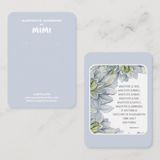Bible Verse Earring Display  Business Card (Front/Back)