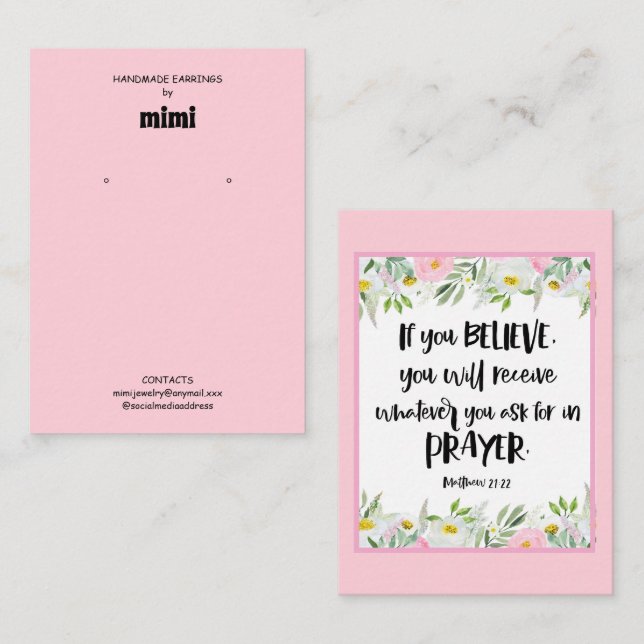 Bible Verse Earring Display  Business Card (Front/Back)