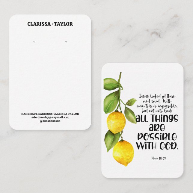 Bible Verse Earring Display Holder Card (Front/Back)