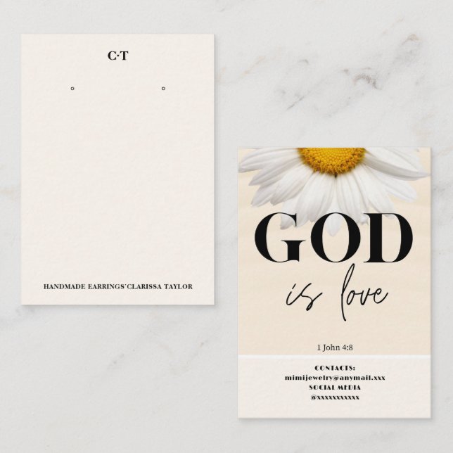 Bible Verse Earring Display Holder Card (Front/Back)