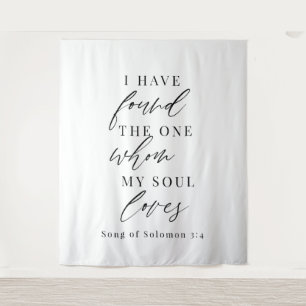 Bible Verse Elegant Calligraphy Wedding Backdrop  Tapestry