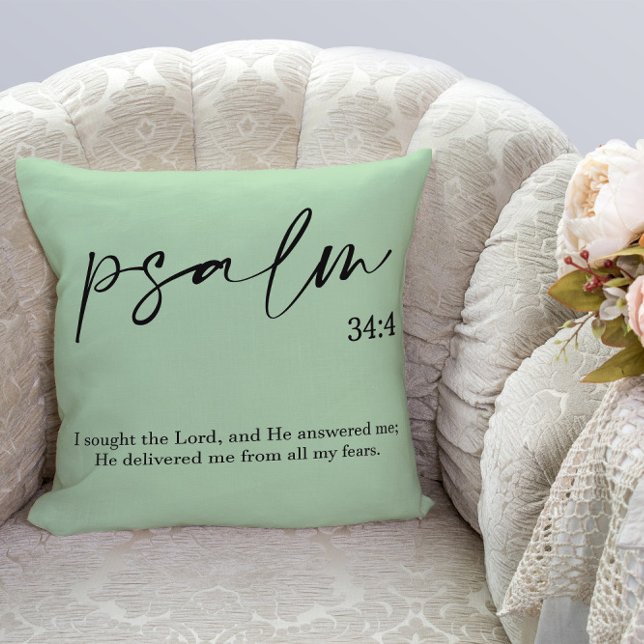 Bible Verse Elegant Green Throw Pillow (Creator Uploaded)