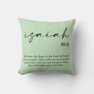 Bible Verse Elegant Green Throw Pillow