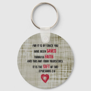 Bible Verse Ephesians 2:8 Keychain