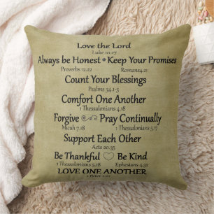 Bible Verse Family Rules Throw Pillow