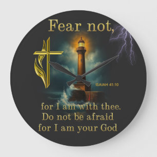 Bible Verse Fear not for I am with thee Large Clock