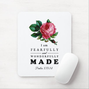 Bible Verse Fearfully and Wonderfully Made Rose Mouse Pad