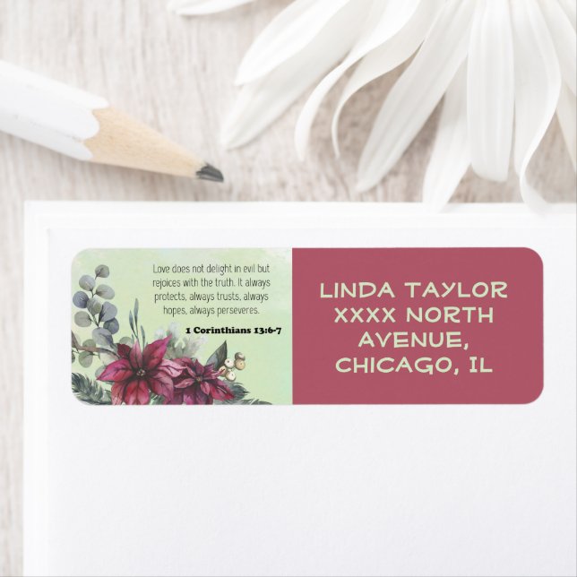 Bible verse floral Adresse de retour (En situation)