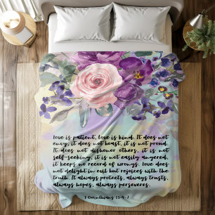 Bible verse floral Corinthians fleece blanket