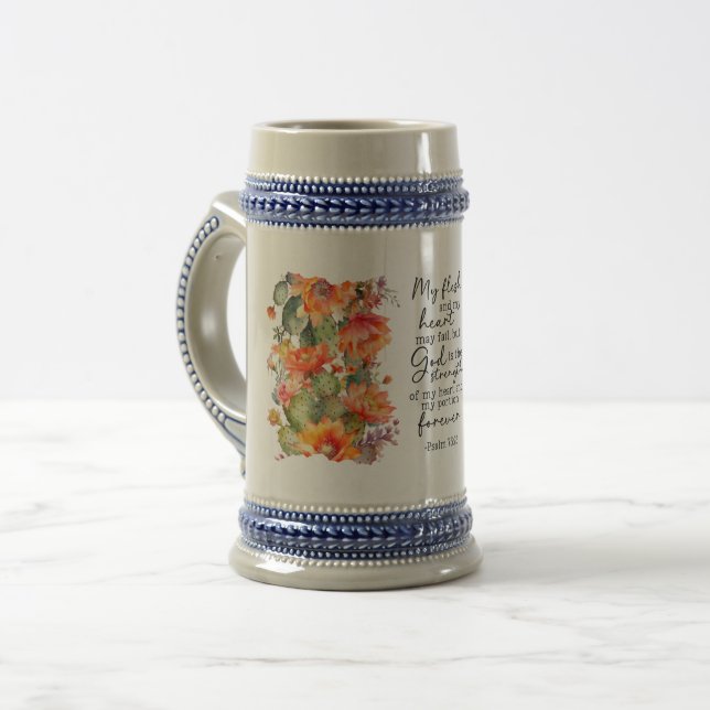 Bible Verse Floral German Beer Stein (Front Left)