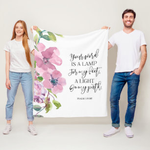 Bible verse floral Psalm 119 fleece blanket