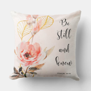 Bible verse floral Psalm 46  Throw Pillow