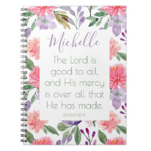 Bible Verse Floral Purple Carnet