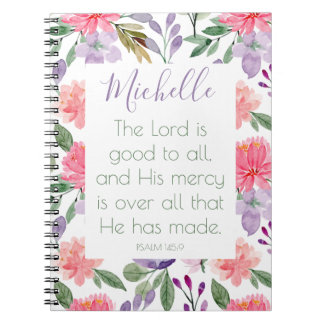 Bible Verse Floral Purple Notebook