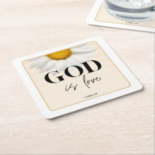 Bible verse Floral scripture  Square Paper Coaster