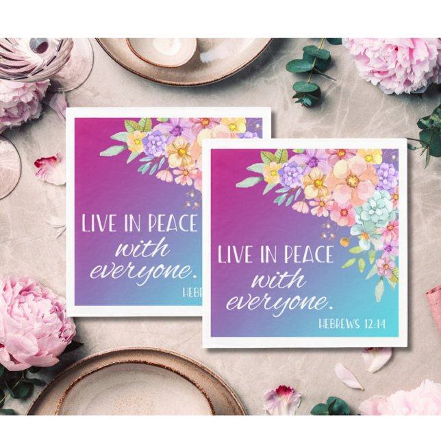 Bible Verse Floral Square  Napkins (Creator Uploaded)