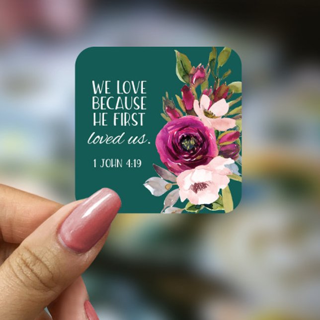 Bible Verse Floral Square Sticker (Creator Uploaded)