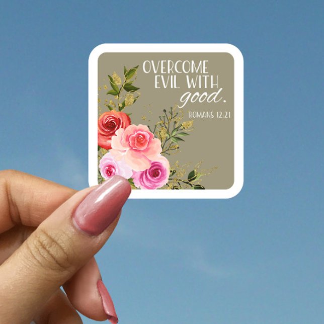 Bible Verse Floral Square Sticker (Creator Uploaded)