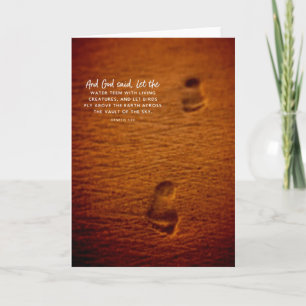 Bible Verse Footprints Sand Genesis 1:20 Card