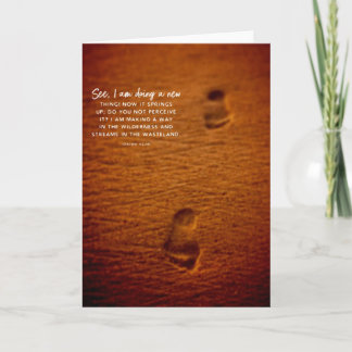 Bible Verse Footprints Sand Isaiah 43:19 Card