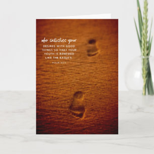 Bible Verse Footprints Sand Psalm 103:5 Card