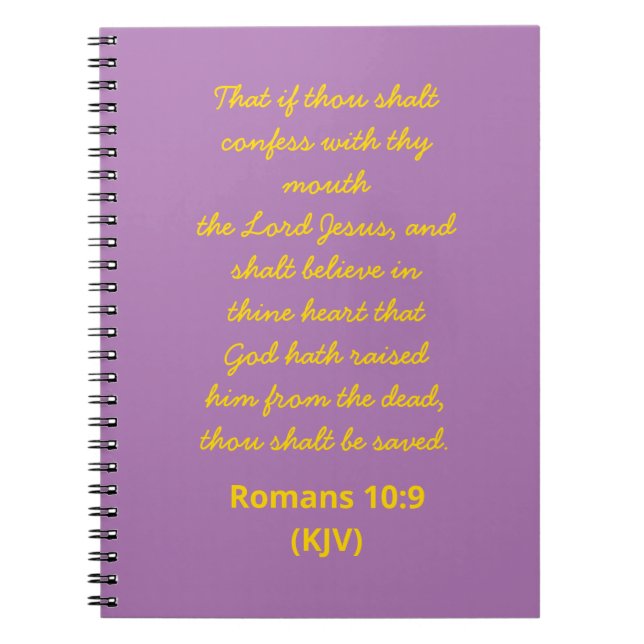 Bible Verse for Salvation Romans 10:9 (KJV) Easter Notebook (Front)