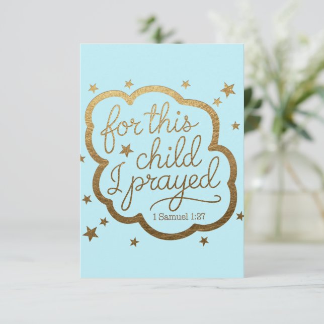 Bible verse from 1 Samuel 1:27 Thank You Card (Standing Front)