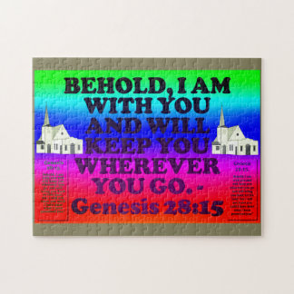 Bible verse from Genesis 28:15. Jigsaw Puzzle