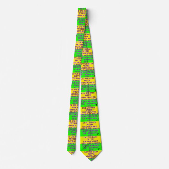 Bible verse from Hebrews 12:1. Double Side Printed Tie (Back)