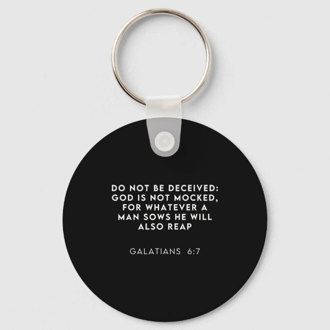 Bible Verse Galatian 6_7 Funny Meme Viral Christia Keychain (Front)