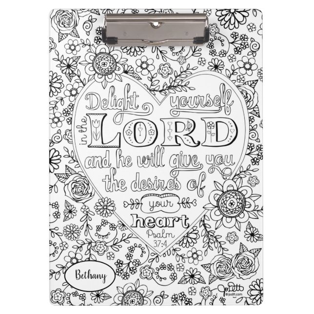 Bible Verse Girly Hand Lettered Scripture Floral Clipboard (Front)