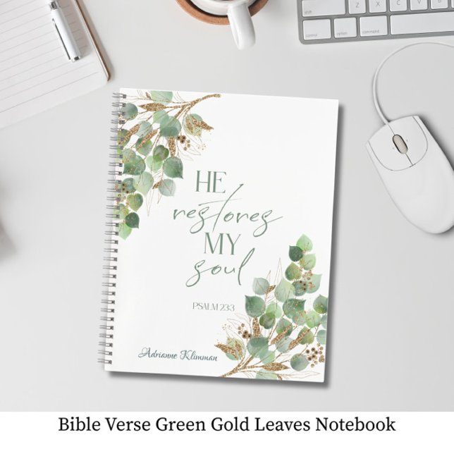 Bible Verse Green Gold Leaves  Notebook (Creator Uploaded)