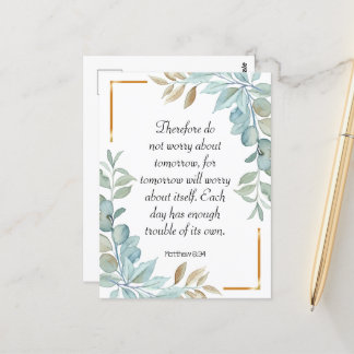 Bible verse green wreath scripture postcard