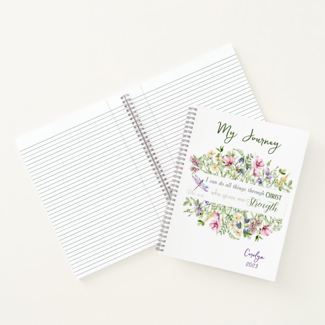Bible Verse I Can Do All Things Elegant Botanical  Notebook (Inside)