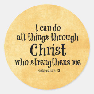 Bible Verse: I can do all things through Christ Classic Round Sticker