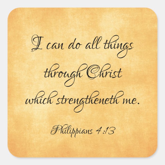 Bible Verse: I can do all things through Christ Square Sticker (Front)
