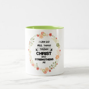 Bible Verse: I can do all things through Christ Two-Tone Coffee Mug