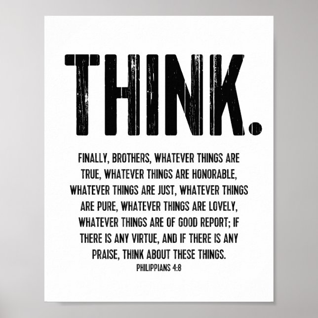 Bible Verse, Inspirational Philippians 4:8 Poster (Front)