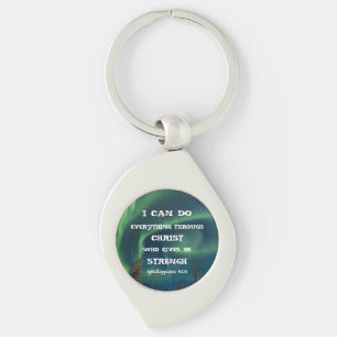 Bible Verse Inspirational Quote Northern Lights Keychain