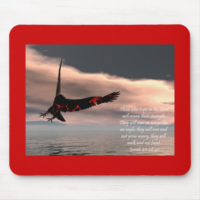 Bible Verse Isaiah 40: 28-31 with Eagle Mouse Pad (Front)