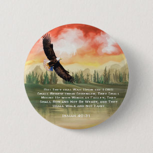 Bible Verse Isaiah 40: 31 Mount on Eagle Wings 2 Inch Round Button