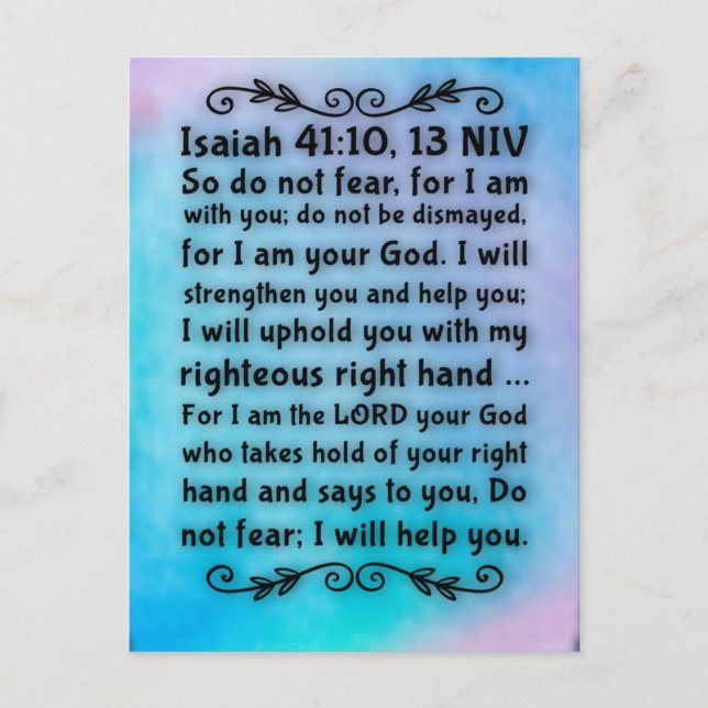 Bible Verse Isaiah 41:10, 13 Postcard (Front)
