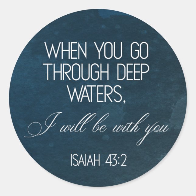 Bible Verse Isaiah Bleu Sticker rond (Devant)