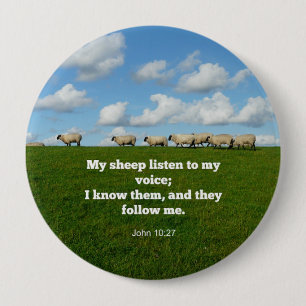 Bible verse, John 10:27, 4 Inch Round Button