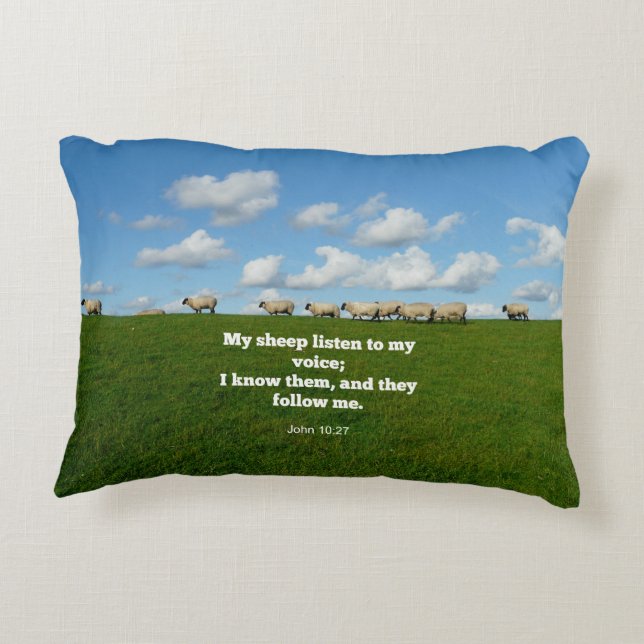 Bible verse, John 10:27, My sheep... Accent Pillow (Back)