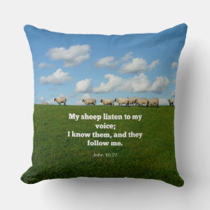 Bible verse, John 10:27, My sheep... Throw Pillow