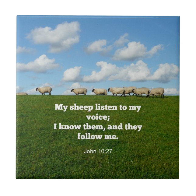 Bible verse, John 10:27, Tile (Front)