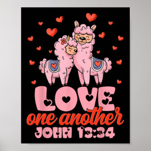 Bible Verse John 13&#  Llama Valentine Christian  Poster