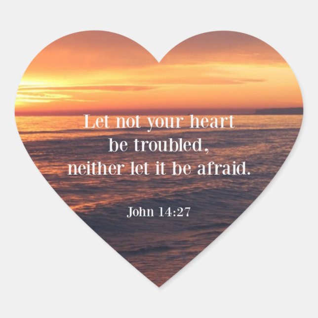 Bible verse, John 14 27 Heart Sticker (Front)